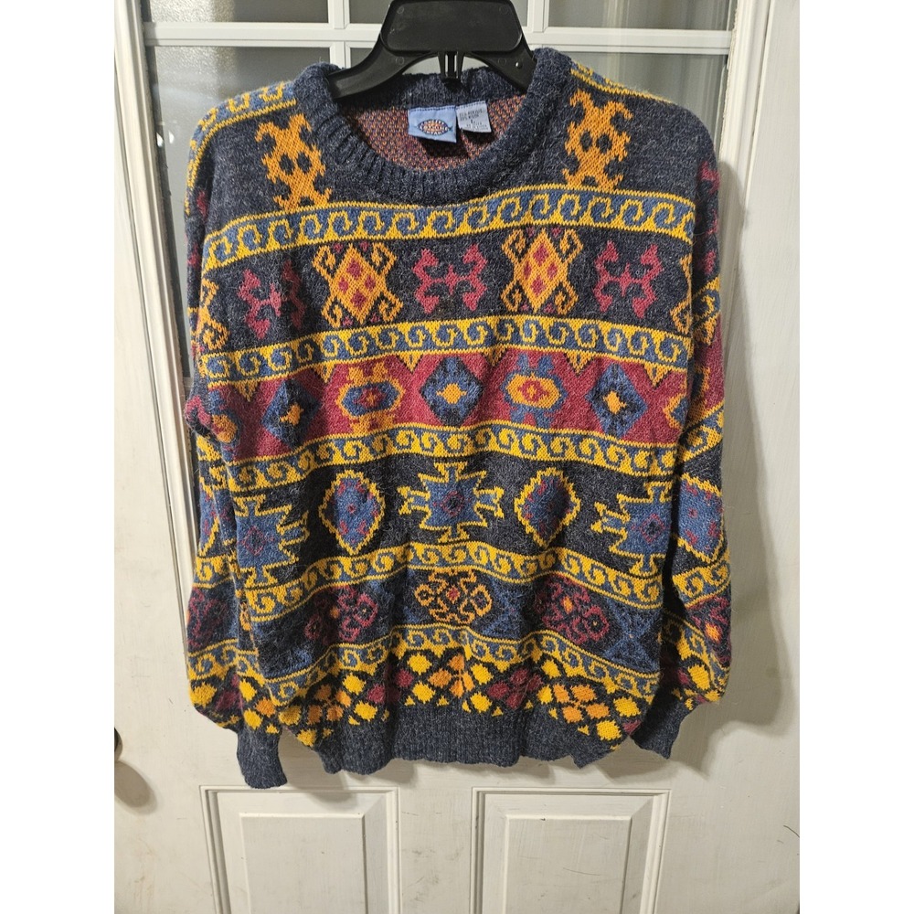 Concept Clothing Company Vtg Large Men Chunky Grandpa Sweater Aztec Geometric